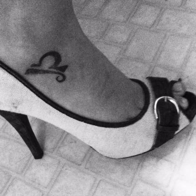 Small Libra Zodiac Tattoo On Right Ankle