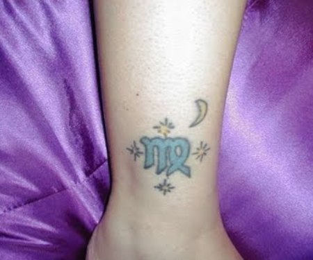 Small Virgo Symbol Tattoo On Ankle