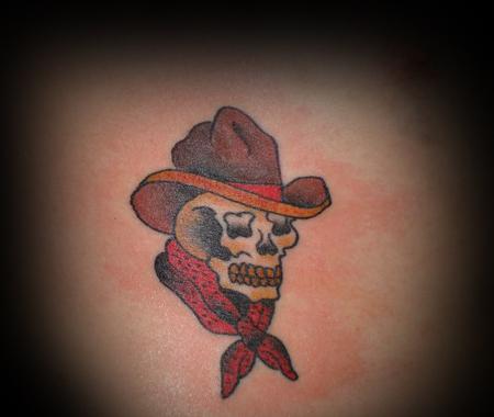 Traditional Cowboy Skull Tattoo Design