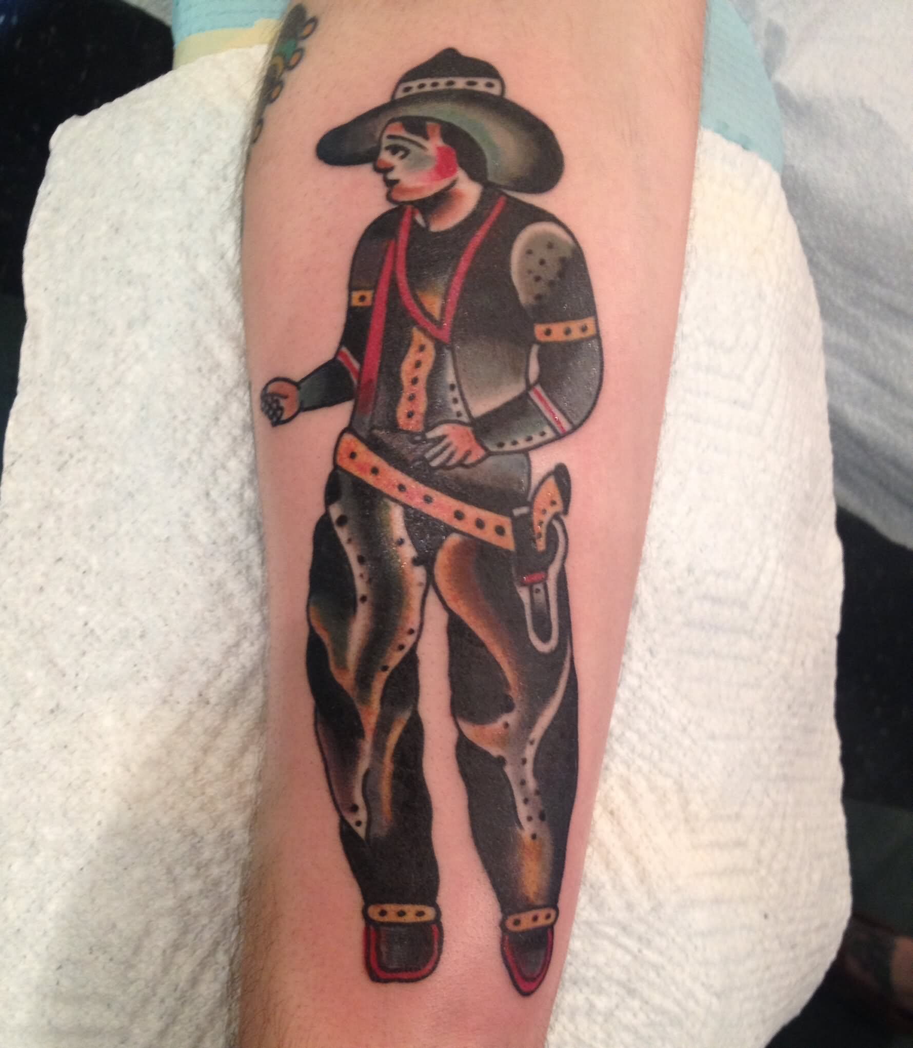 Traditional Cowboy Tattoo Design For Forearm