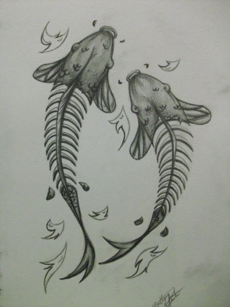 Traditional Fish Bone Tattoo Design