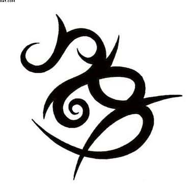 Tribal Black Virgo Zodiac Sign Tattoo Design