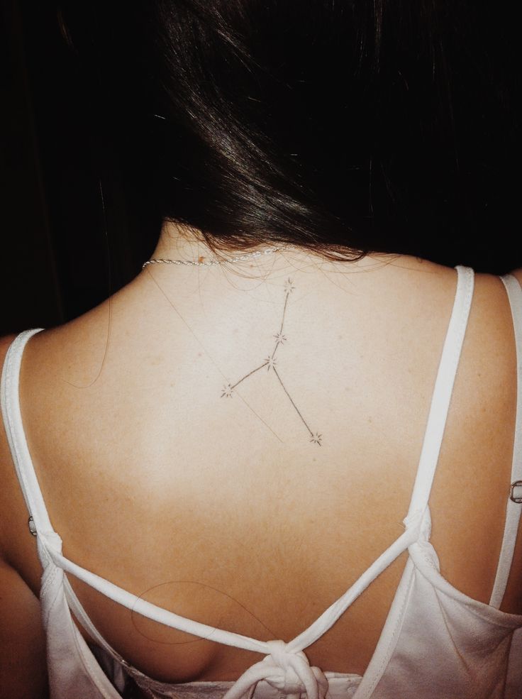 Upper Back Libra Constellation Tattoo