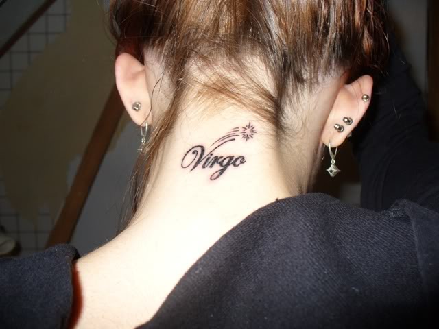 Virgo Tattoo On Girl Nape