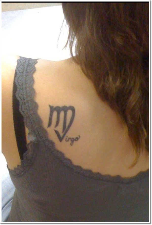 Virgo Tattoo On Left Back Shoulder For Girls