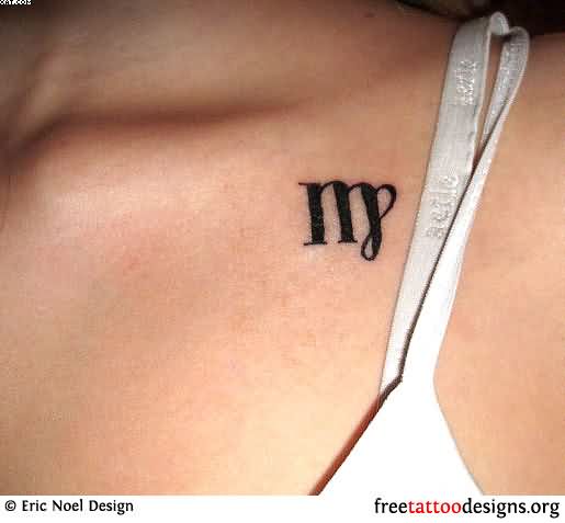 Virgo Zodiac Tattoo On Collarbone For Girls