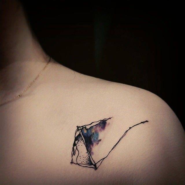 Watercolor Libra Constellation Tattoo On Left Collarbone