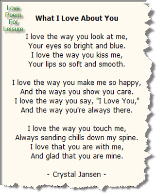 What I Love About You Funny Poem Image