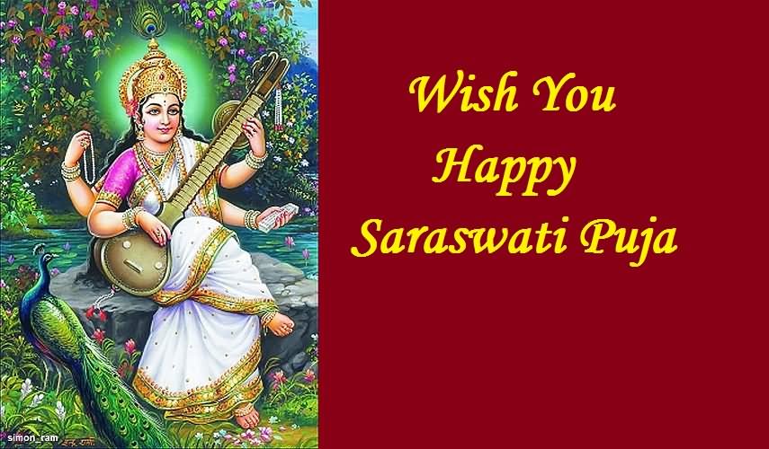 Wish You Happy Saraswati Puja Card