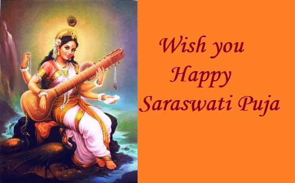 Wish You Happy Saraswati Puja Greeting Card