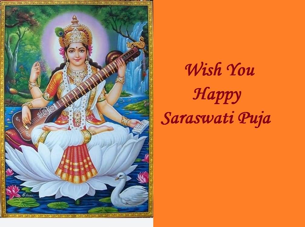 Wish You Happy Saraswati Puja Greetings Picture