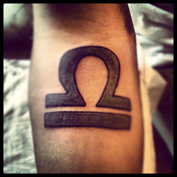 Zodiac Libra Tattoo On Leg