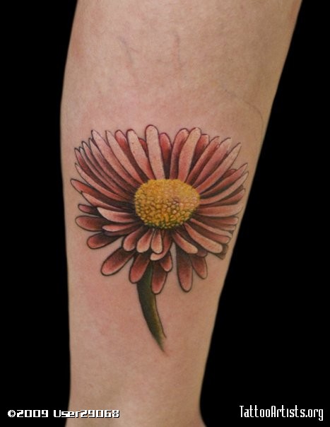 3D Daisy Flower Tattoo Design For Forearm