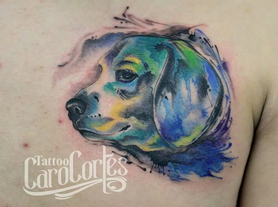 Abstract Dog Face Tattoo Design For Back Shoulder