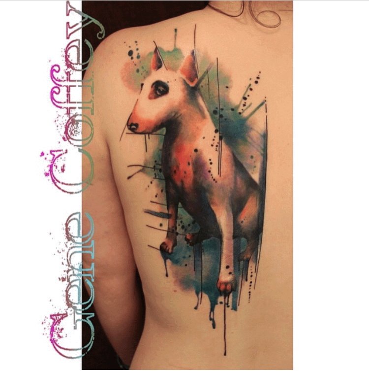 Abstract Dog Tattoo On Back