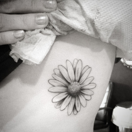 Amazing Black And White Daisy Flower Tattoo Design
