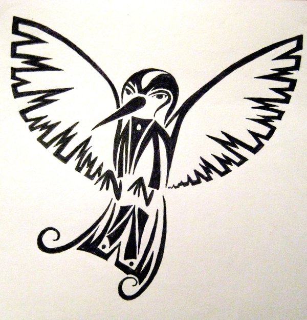 Attractive Black Outline Hummingbird Tattoo Stencil By Kristin
