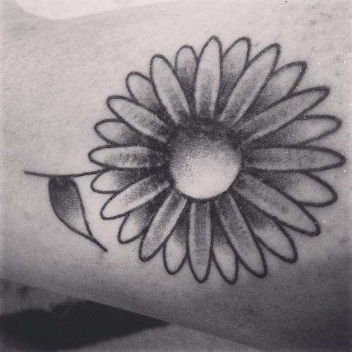 Black And White Daisy Flower Tattoo Design For Arm