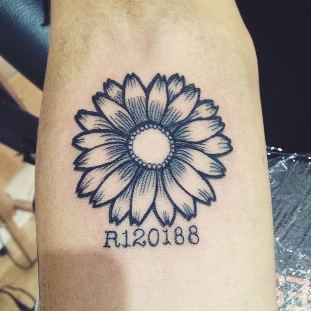 Black Daisy Flower Tattoo Design For Arm