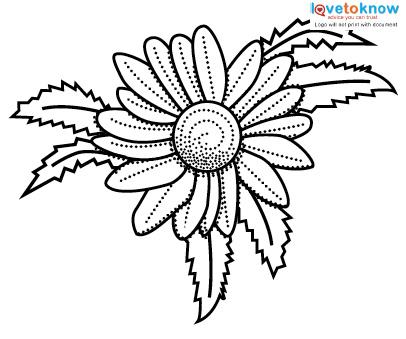 Black Outline Daisy Flower Tattoo Stencil