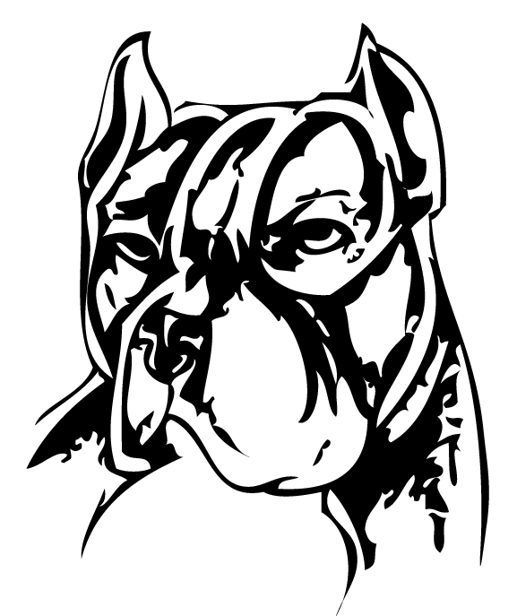 Black Pitbull Dog Face Tattoo Stencil