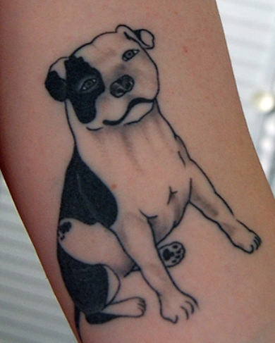 Black Pitbull Dog Tattoo Design For Sleeve
