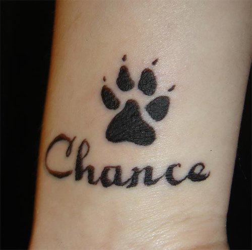 Chance - Black Dog Paw Print Tattoo Design For Wrist