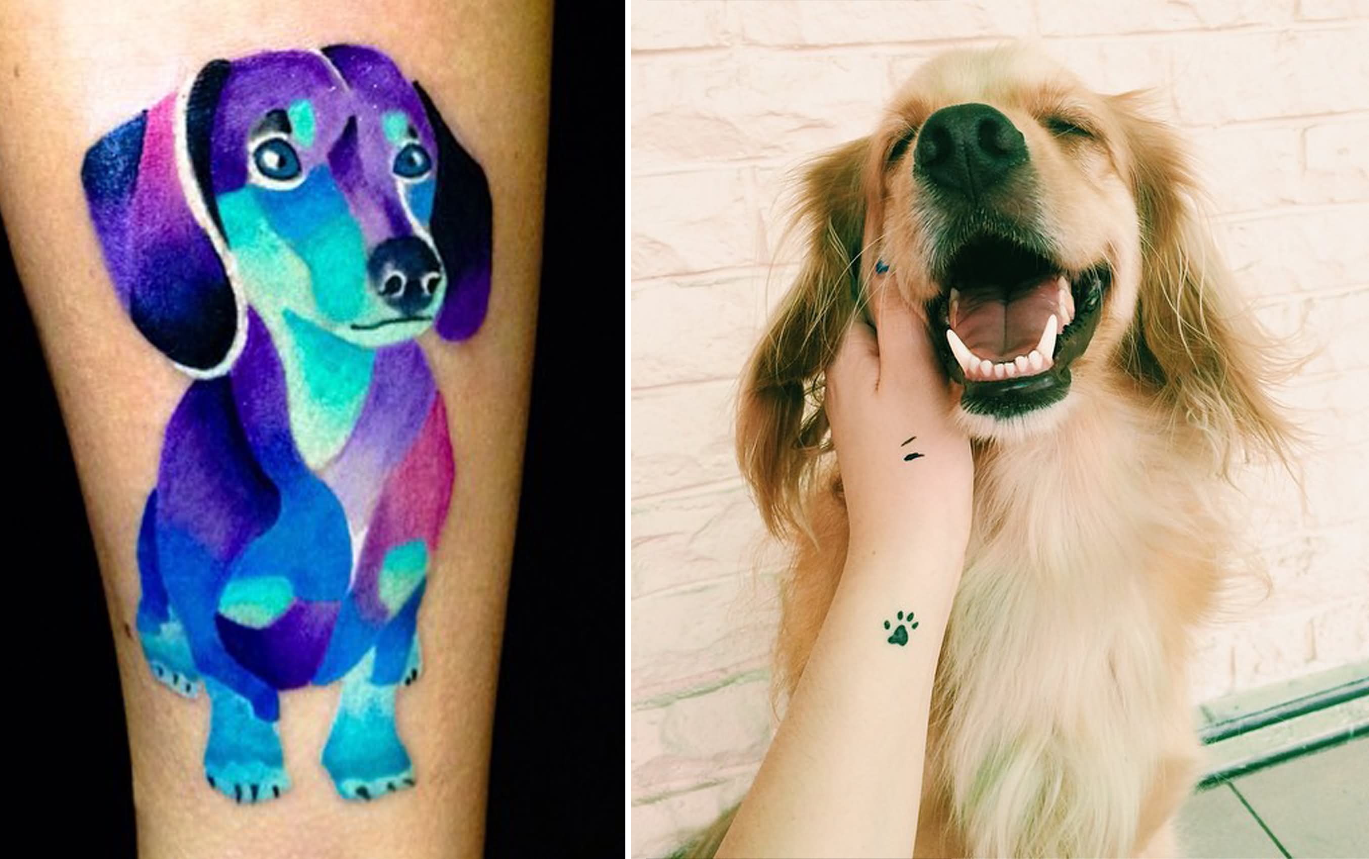Colorful Geometric Dog Tattoo Design