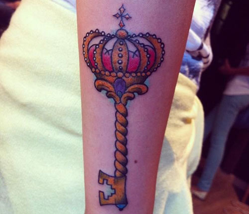 Crown Key Tattoo Design For Forearm