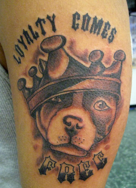 Crown On Dog Head Tattoo Design For Half Sleeve
