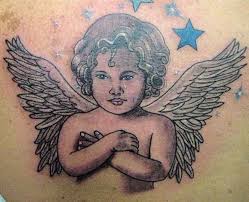 Crying Cupid Cherub Tattoo Design