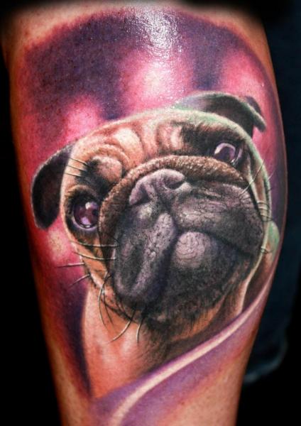 Cute 3D Pug Dog Tattoo Design By Corpse Painter