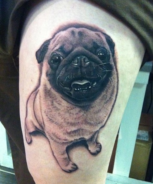 Cute Pug Dog Tattoo Design For Half Sleeve