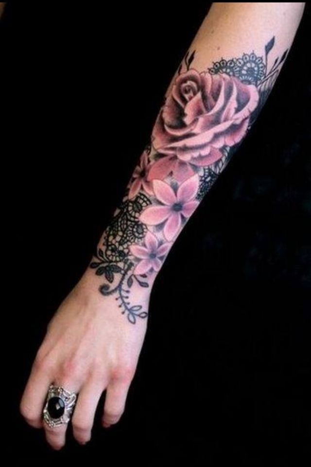 Daisy Flower With Rose Tattoo On Sleeve