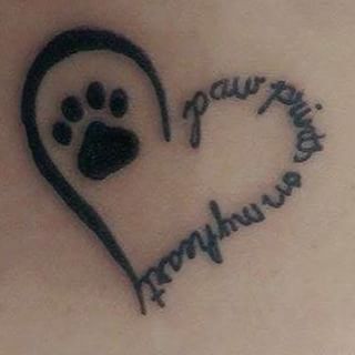 Dog Paw Print In Heart Tattoo Design