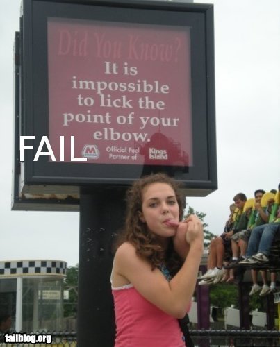 Girl Fail To Lick Point Of Elbow Funny Picture