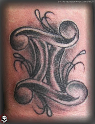 Grey Ink Gemini Symbol Tattoo Image