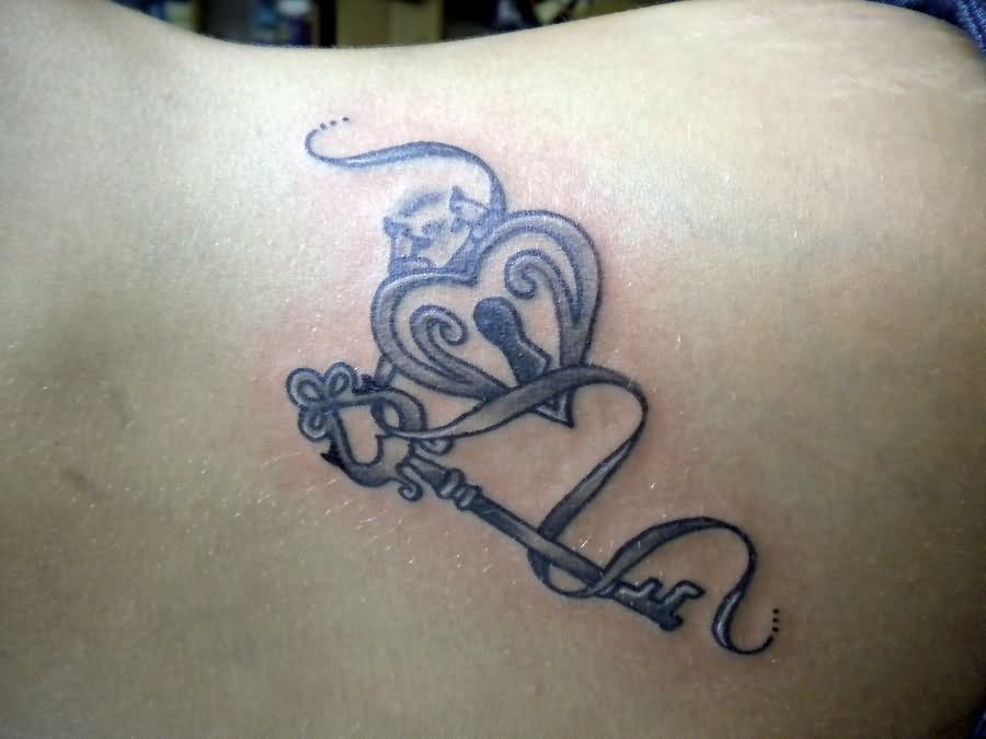 Heart Lock And Key Tattoo Design For Side Rib