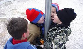 Kids Licking Pole Funny Picture