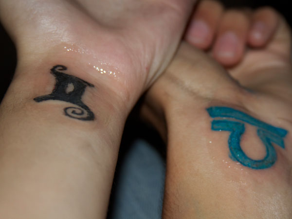 Libra And Gemini Tattoos On Wrists