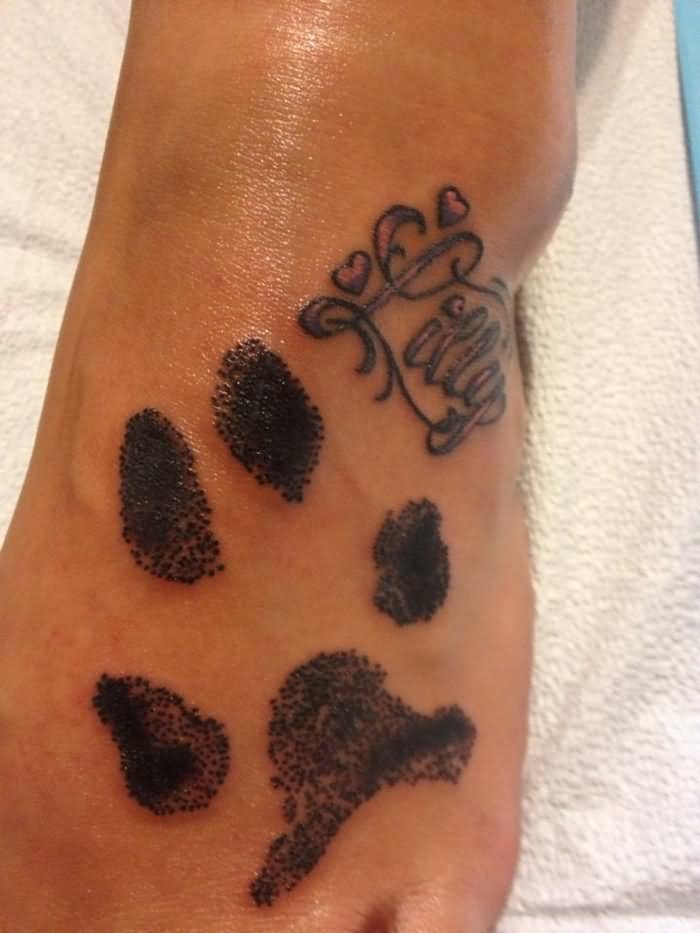 Lilly - Dog Paw Print Tattoo On Foot