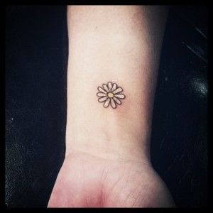 Little Daisy Flower Tattoo On Wrist