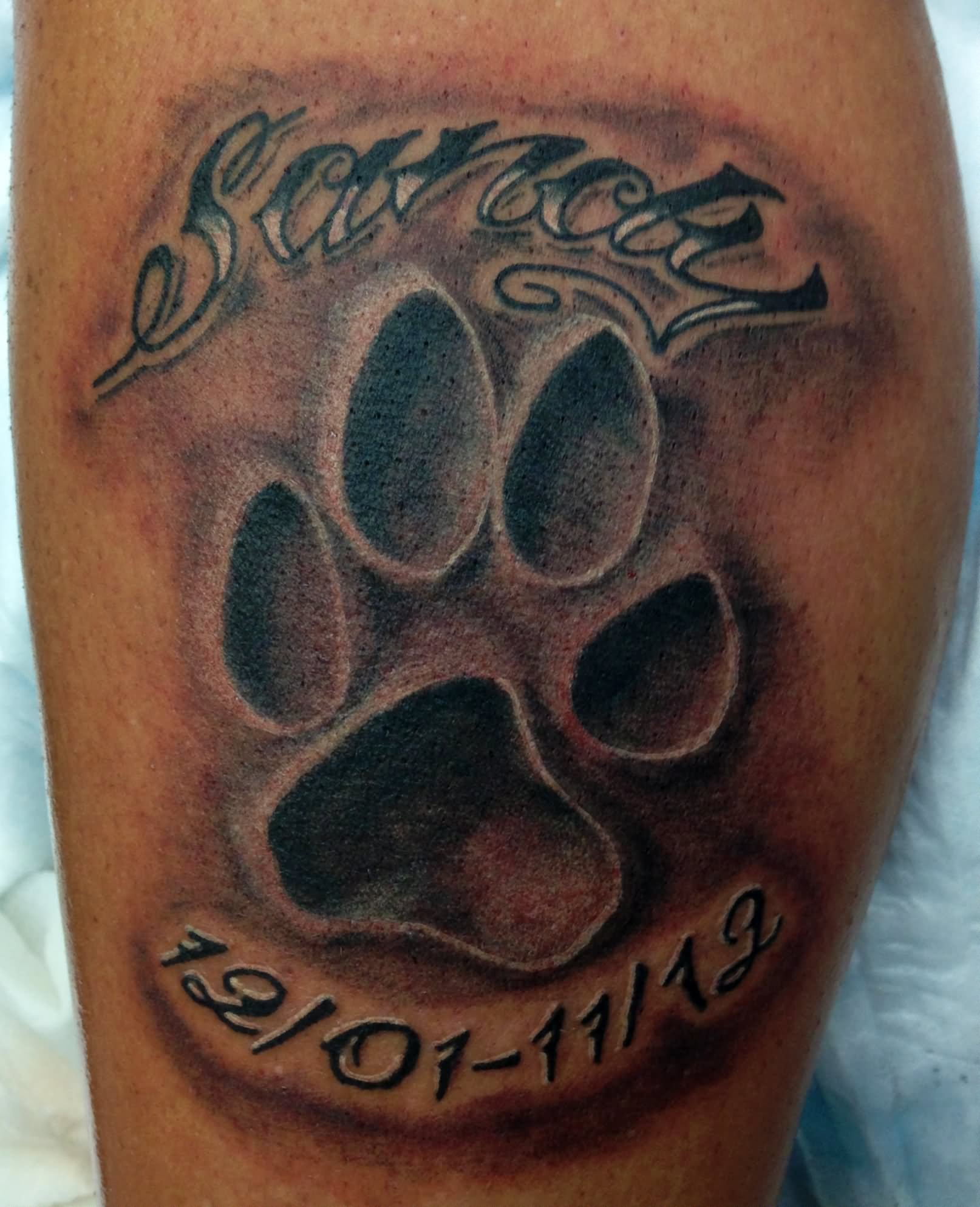 Memorial Dog Paw Print Tattoo Design