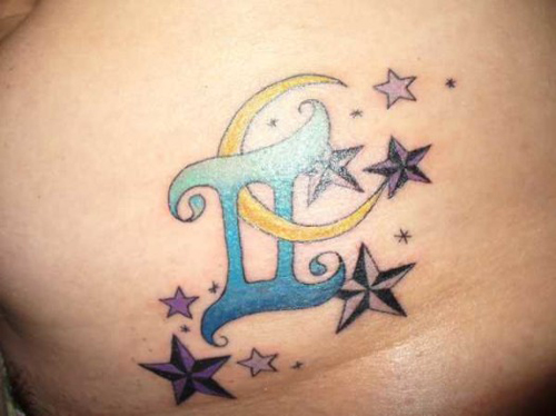 Nautical Stars And Blue Gemini Tattoo