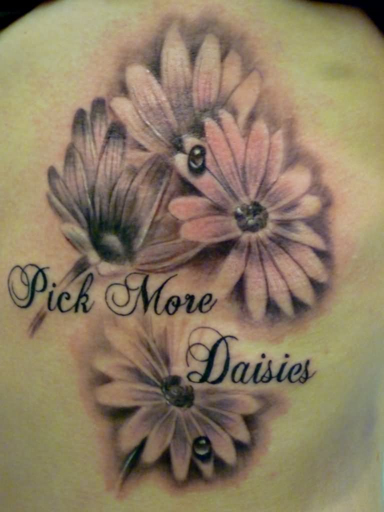 Pick More Daisies - Black And White Daisy Flowers Tattoo Design