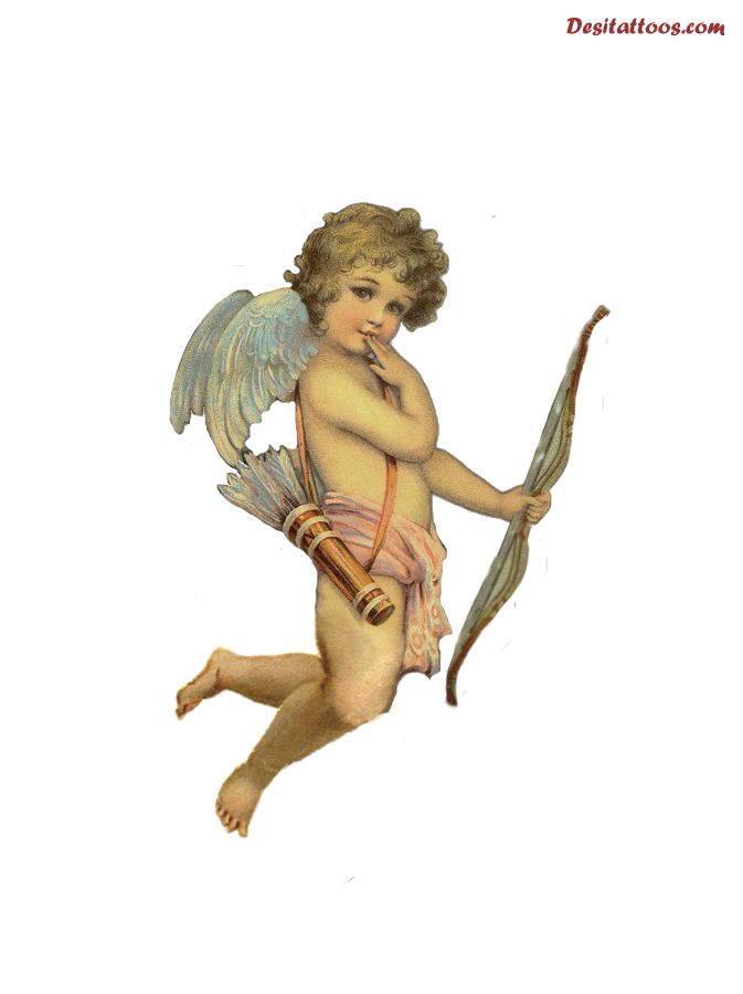 Realistic Cupid Cherub Tattoo Design