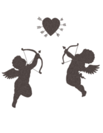 Silhouette Bow And Arrow In Two Cupid Cherub Hand Tattoo Stencil