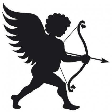 Silhouette Cupid Cherub With Bow And Arrow Tattoo Stencil