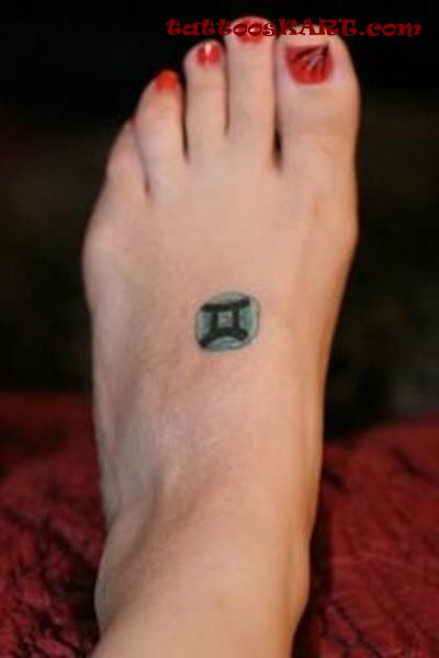 Small Gemini Zodiac Sign Tattoo On Left Foot