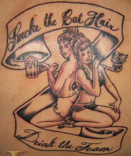 Smoke The Cat Hair Drink The Foam Banner Gemini Tattoo